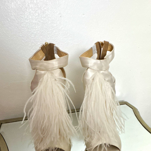 Jimmy choo ivory satin feather - jimmy,